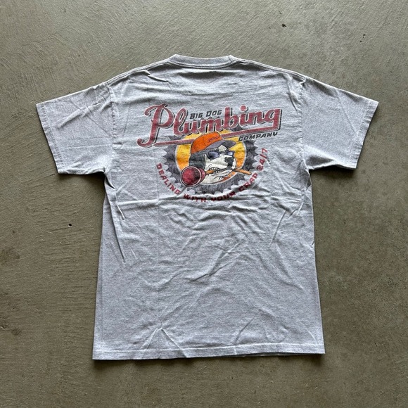 Vintage Big Dogs Shirt Size Medium Gray Plumbing Company 2006 - Picture 2 of 7